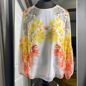 NWOT Calvin Klein sheer balloon sleeve shirt Size: XS